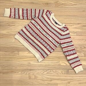 2/$20 Gap fair isle white red and grey sz 5T cotton blend sweater